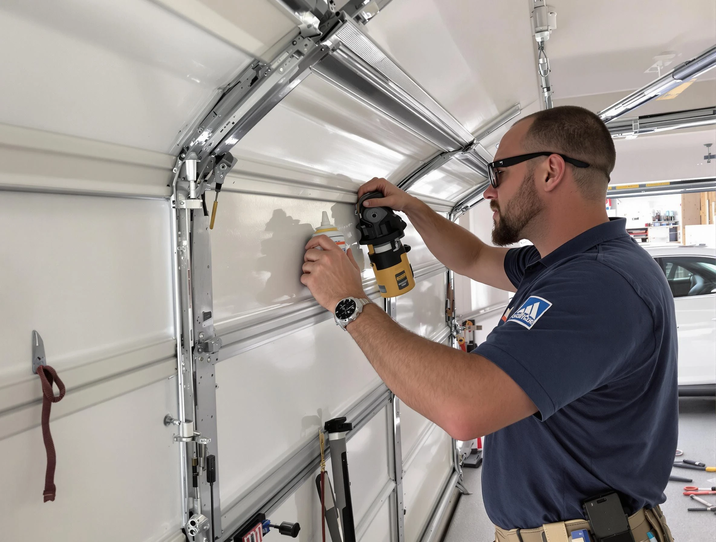 Carnegie Garage Door Repair technician quieting a noisy garage door in Carnegie